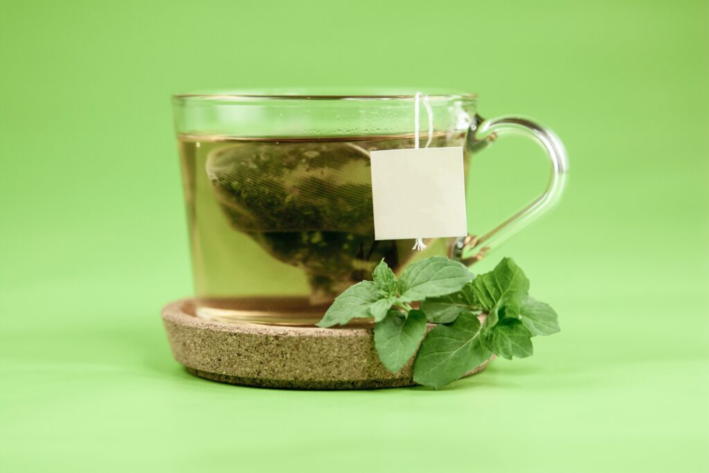 a cup of green tea