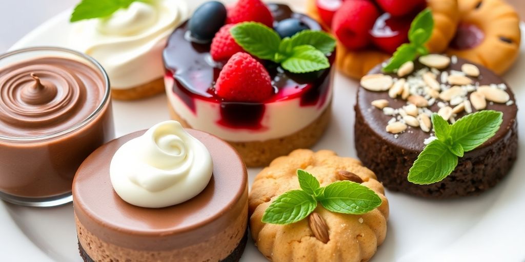 Colorful low carb desserts on a white plate.