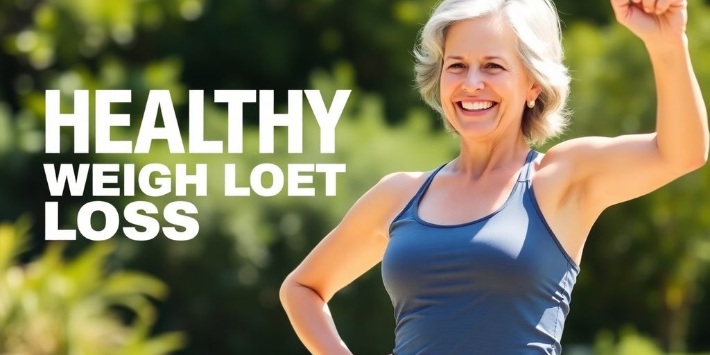 Active 50-year-old woman exercising outdoors, smiling and fit.