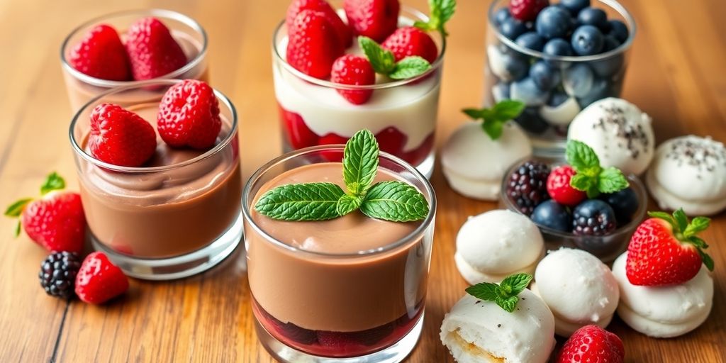 Delicious no carb desserts on a rustic wooden table.