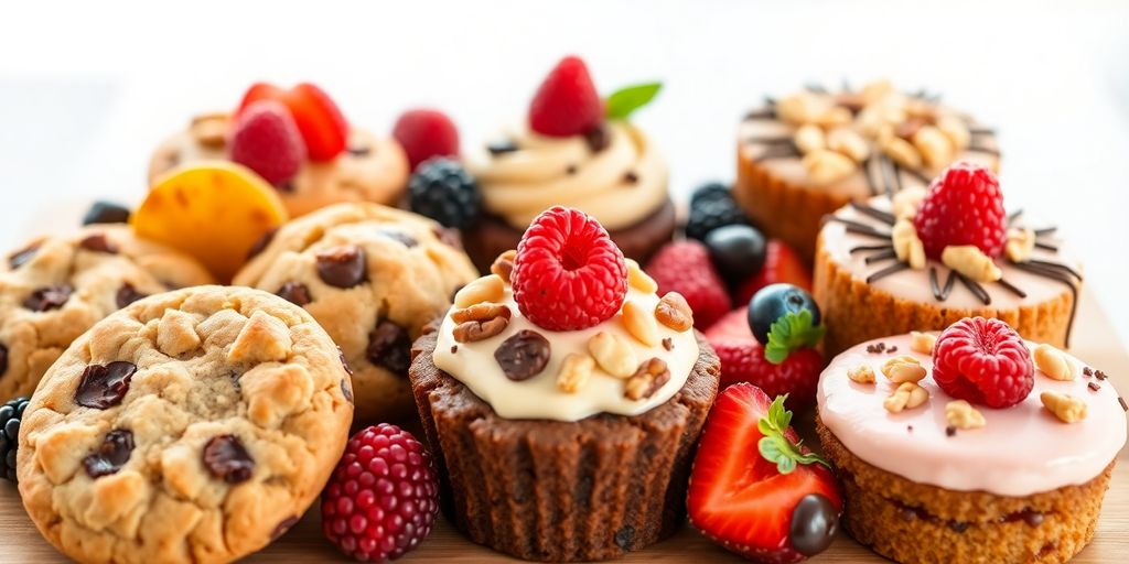A variety of low-carb keto baked goods on a platter.