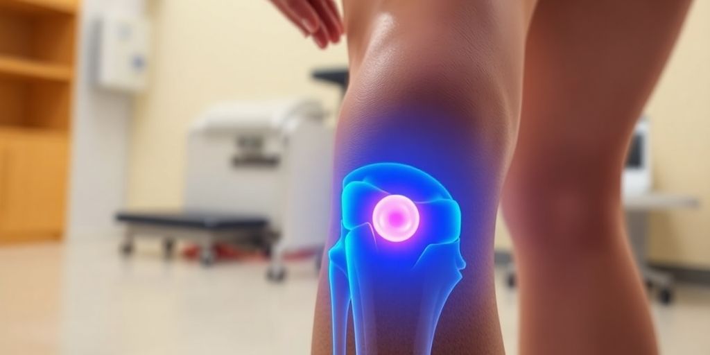 Photograph of a right knee in a medical context.