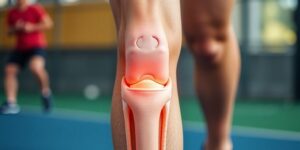 Close-up of a healthy human knee joint.