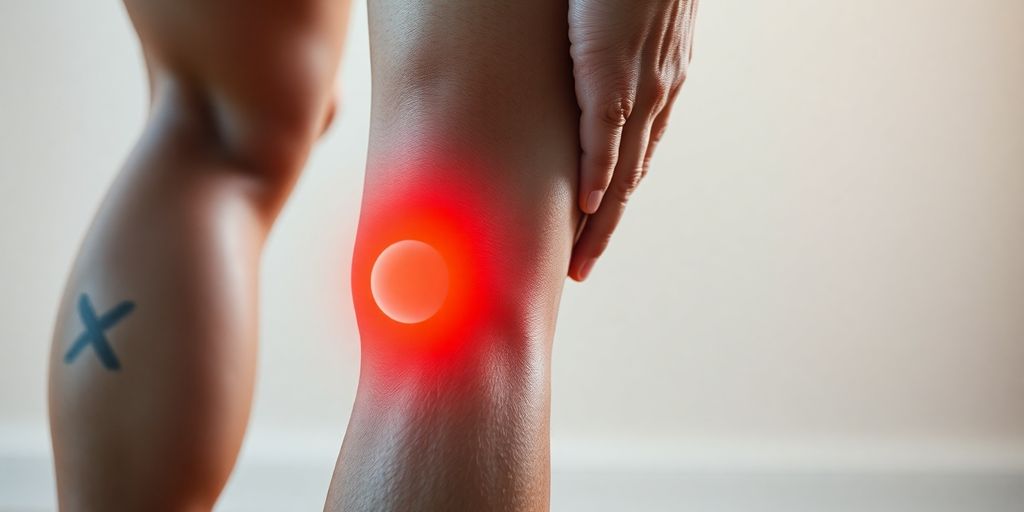 Close-up of a knee where pain may occur.